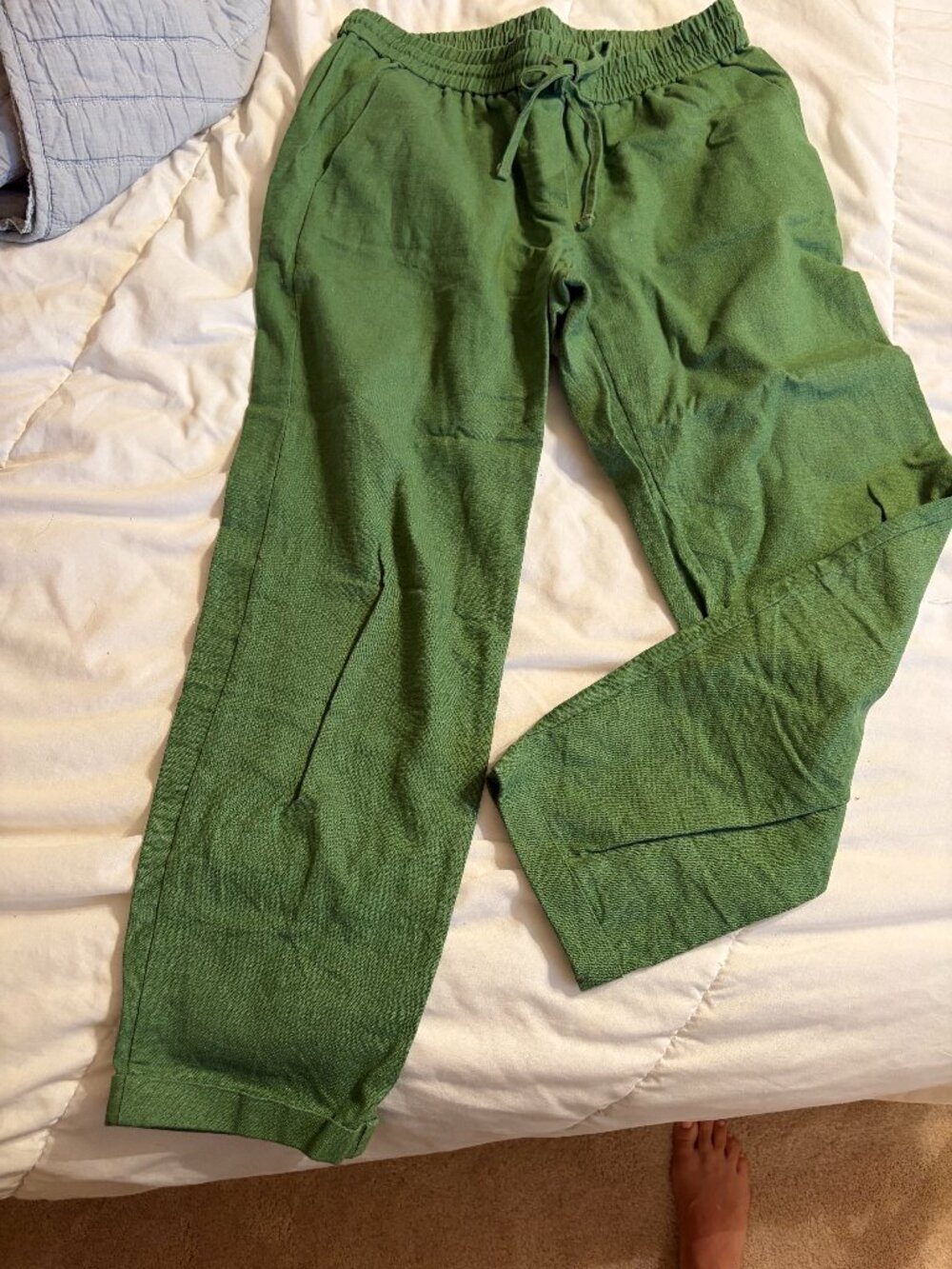 J.Crew Green Linen Cuffed Pants